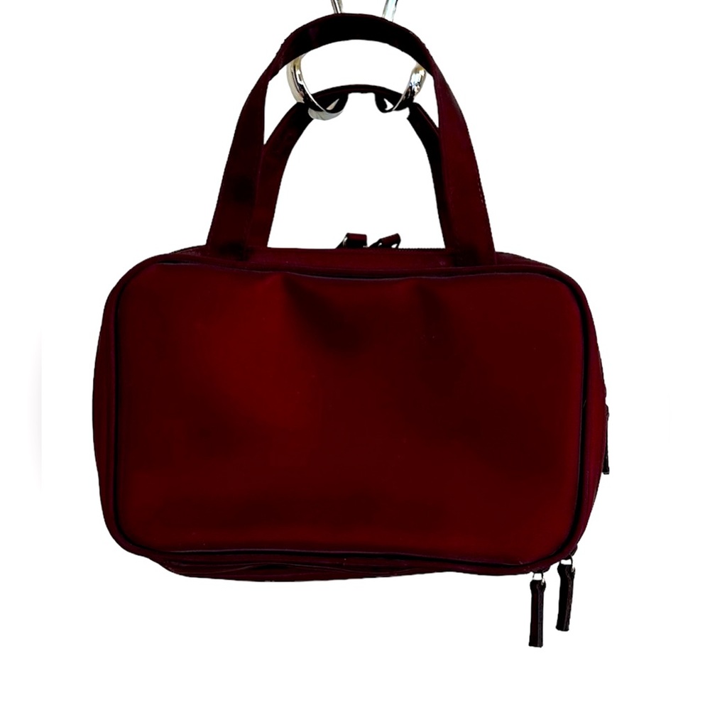 VTG Avon maroon iridescent cosmetic makeup travel zippered bag,  7.5“ x 5“ x 2“